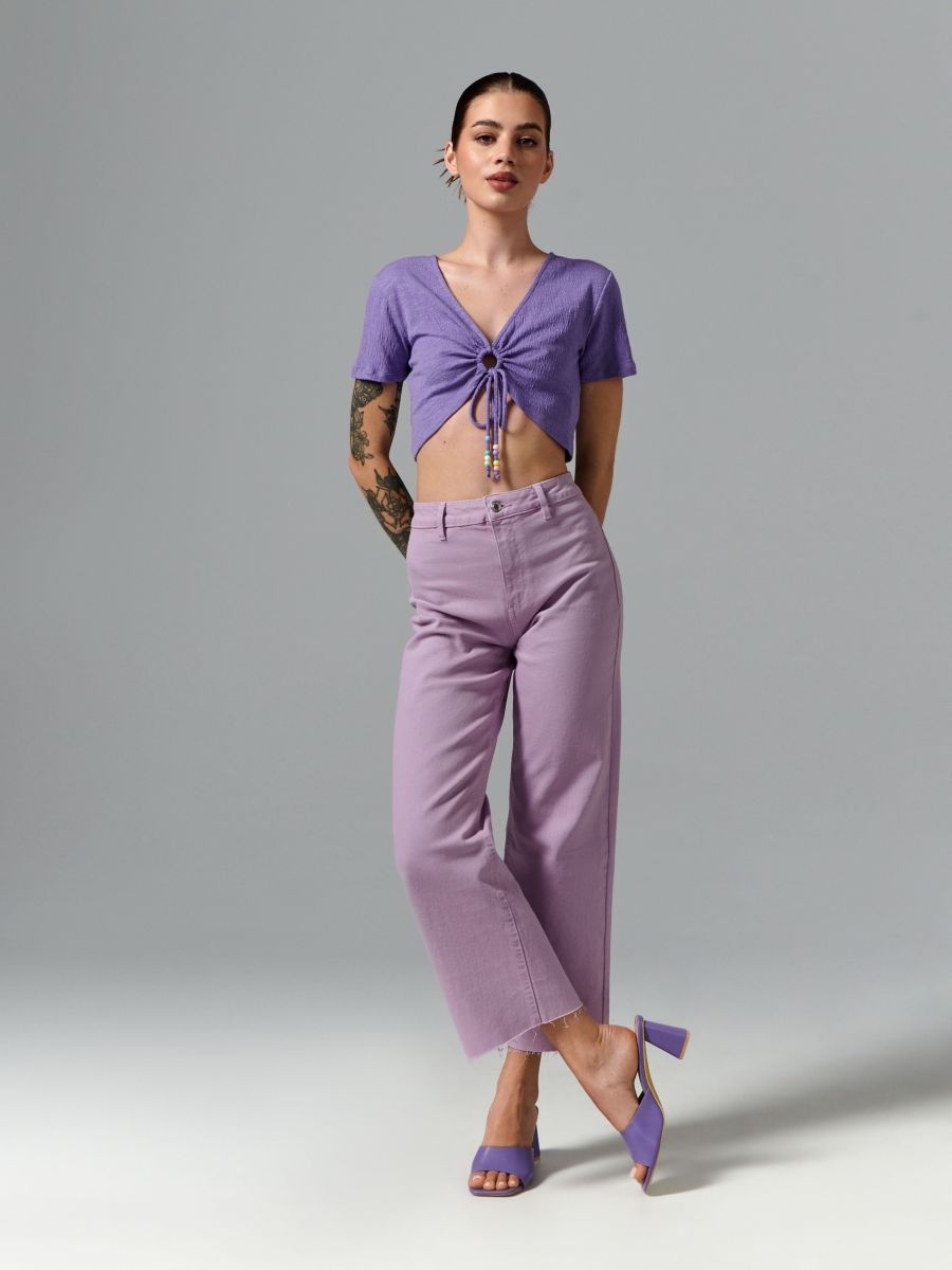 Crop top z wiązaniem Kolor fioletowy  5828F-04X