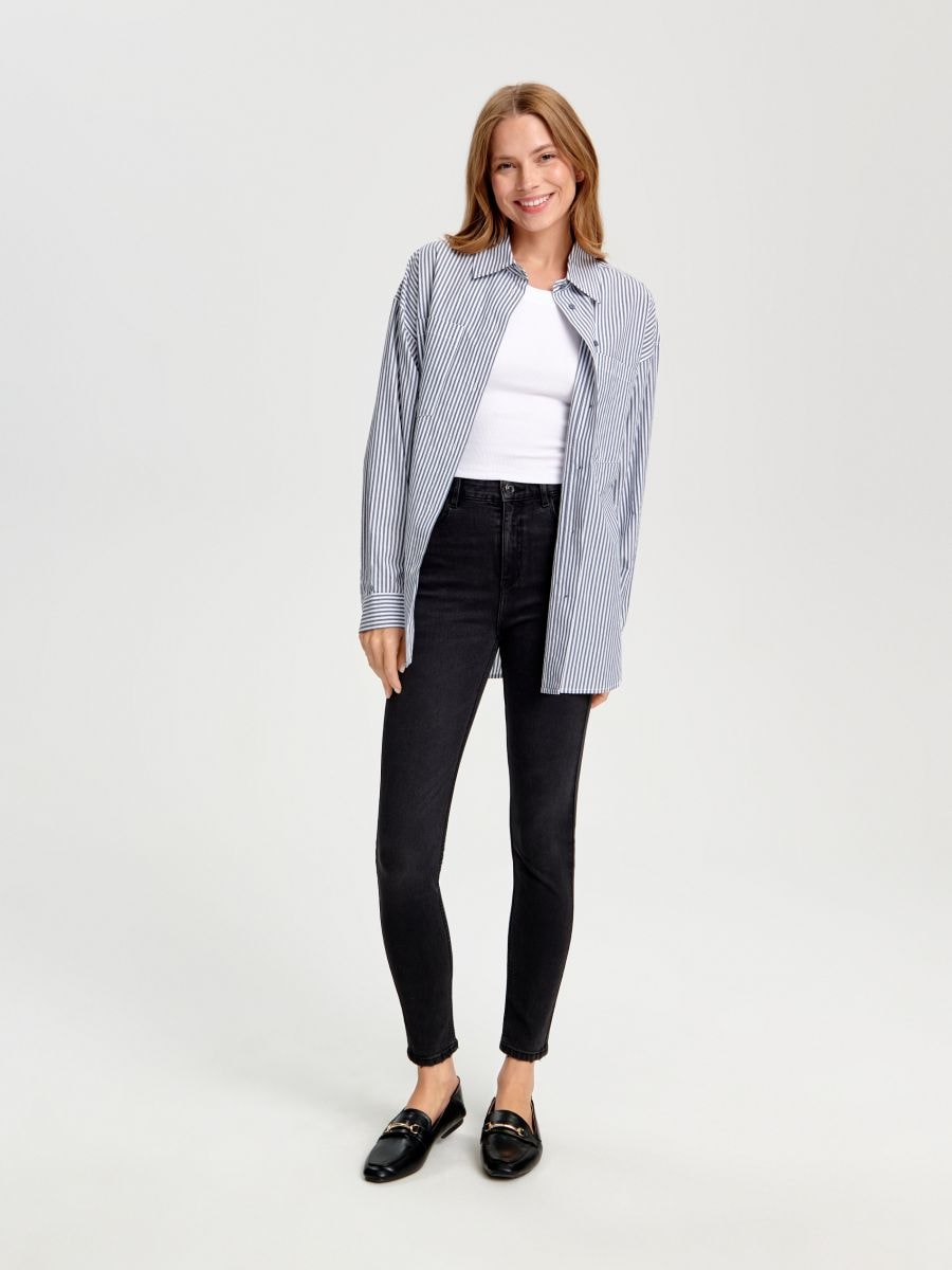 Jeansy skinny high waist Kolor czarny  XE352-99J
