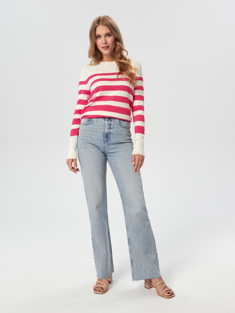 Sweter w paski Kolor różowy  3400X-42P