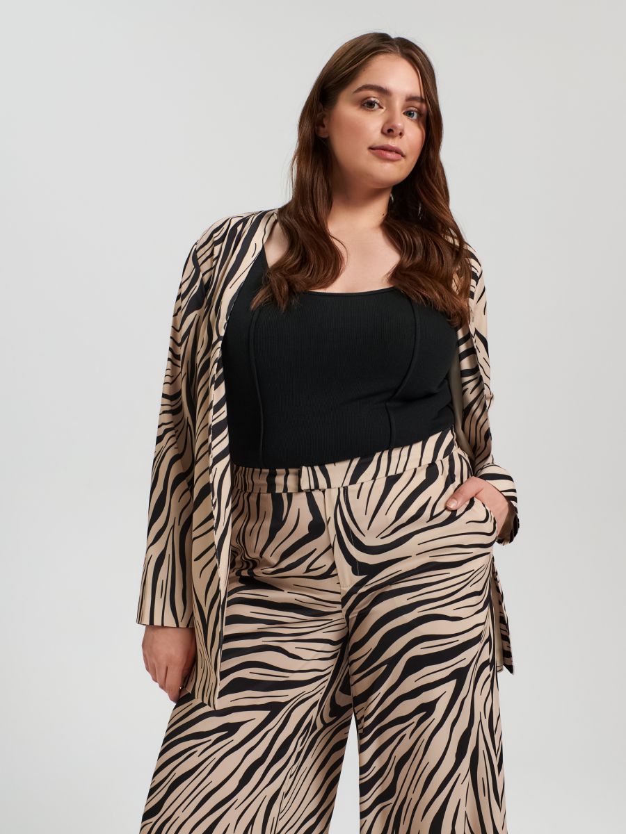 Spodnie wide leg ze wzorem Kolor wielobarwny  4881T-MLC