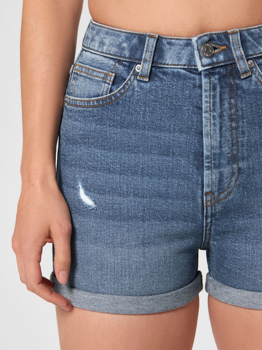 Szorty jeansowe mom high waist Kolor niebieski  0394U-55J