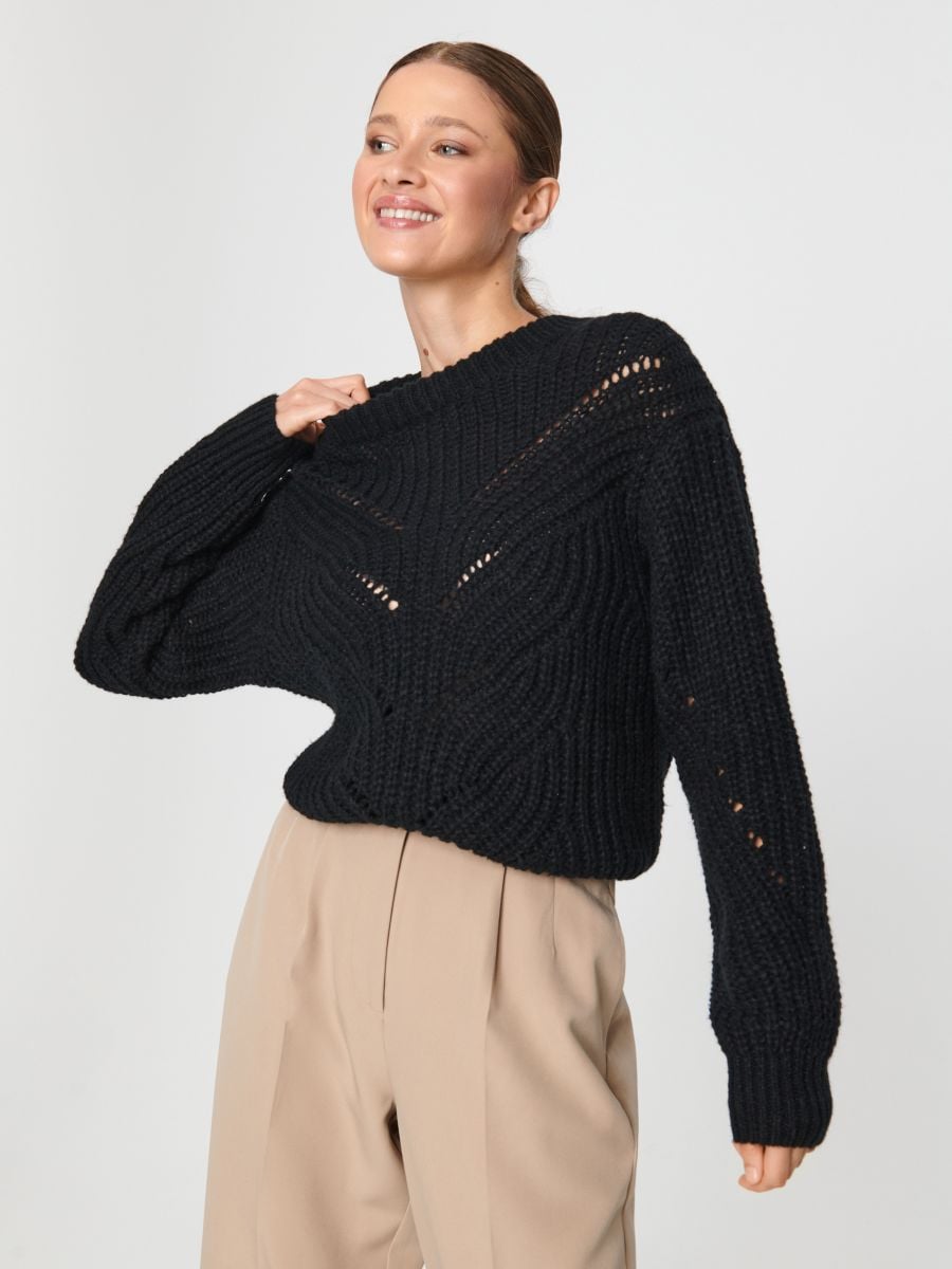 Sweter o grubym splocie Kolor czarny  3378X-99X