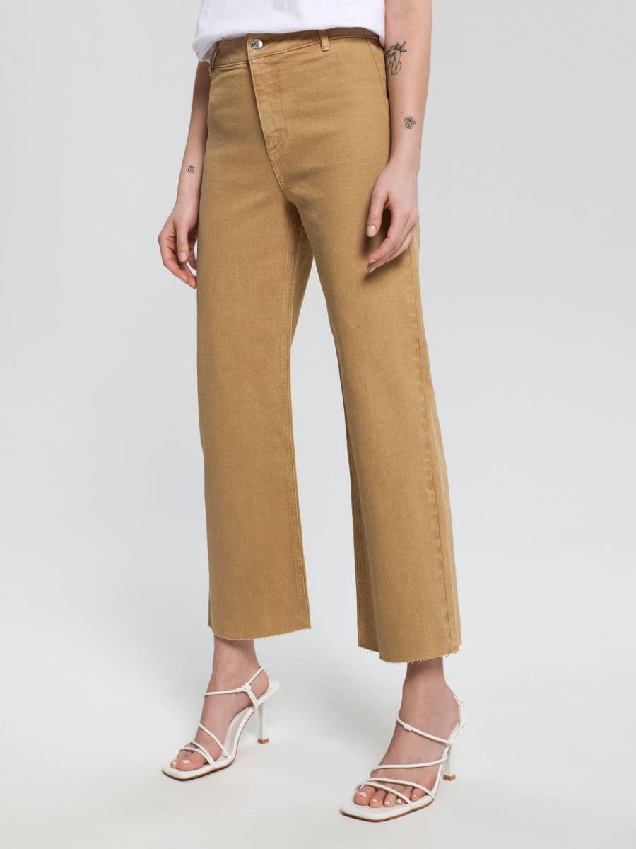 Jeansy cropped high waist Kolor beżowy  2085F-80J