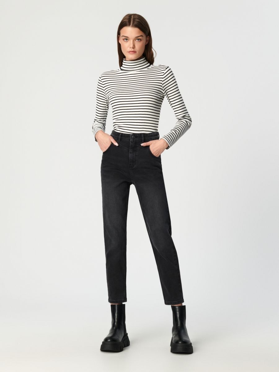 Jeansy mom high waist Kolor czarny  5091X-99J