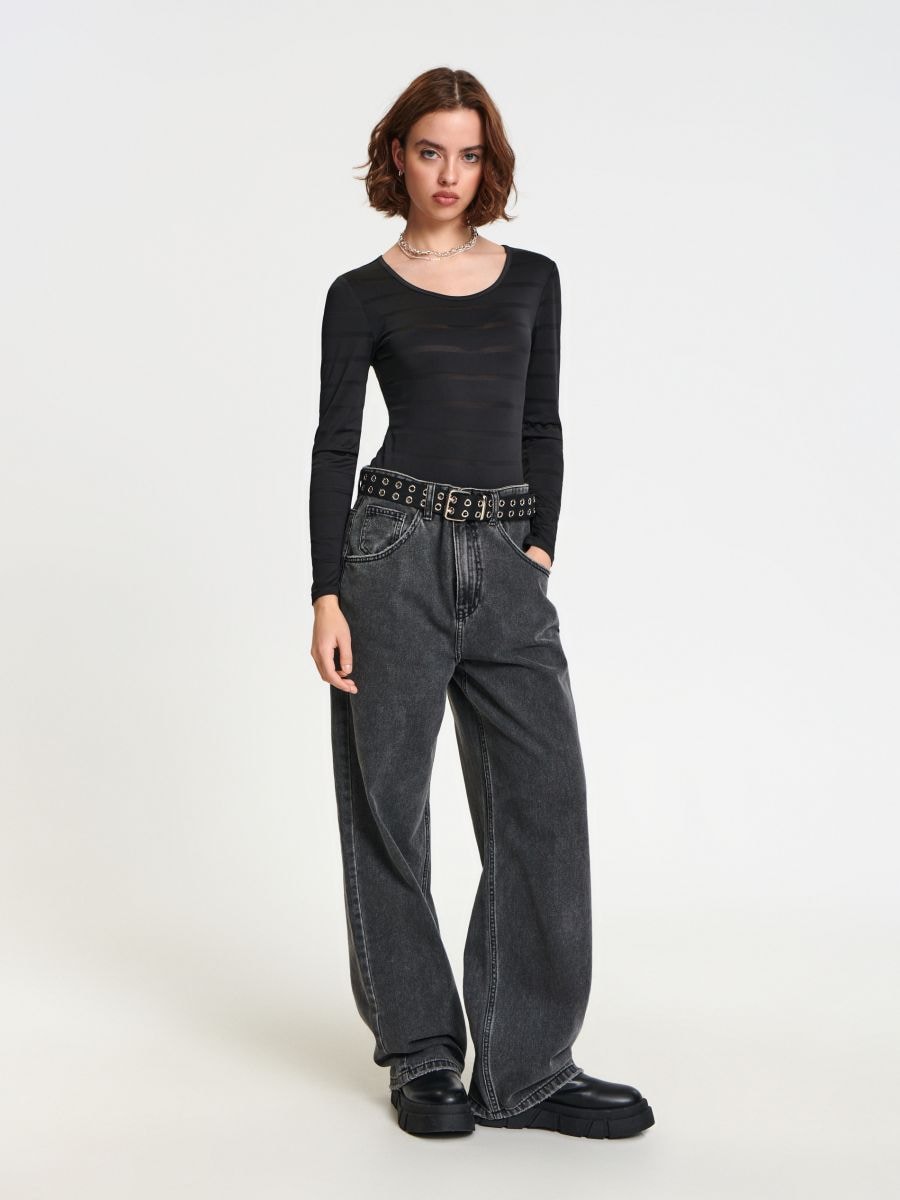 Jeansy baggy high waist Kolor czarny  QE143-99J