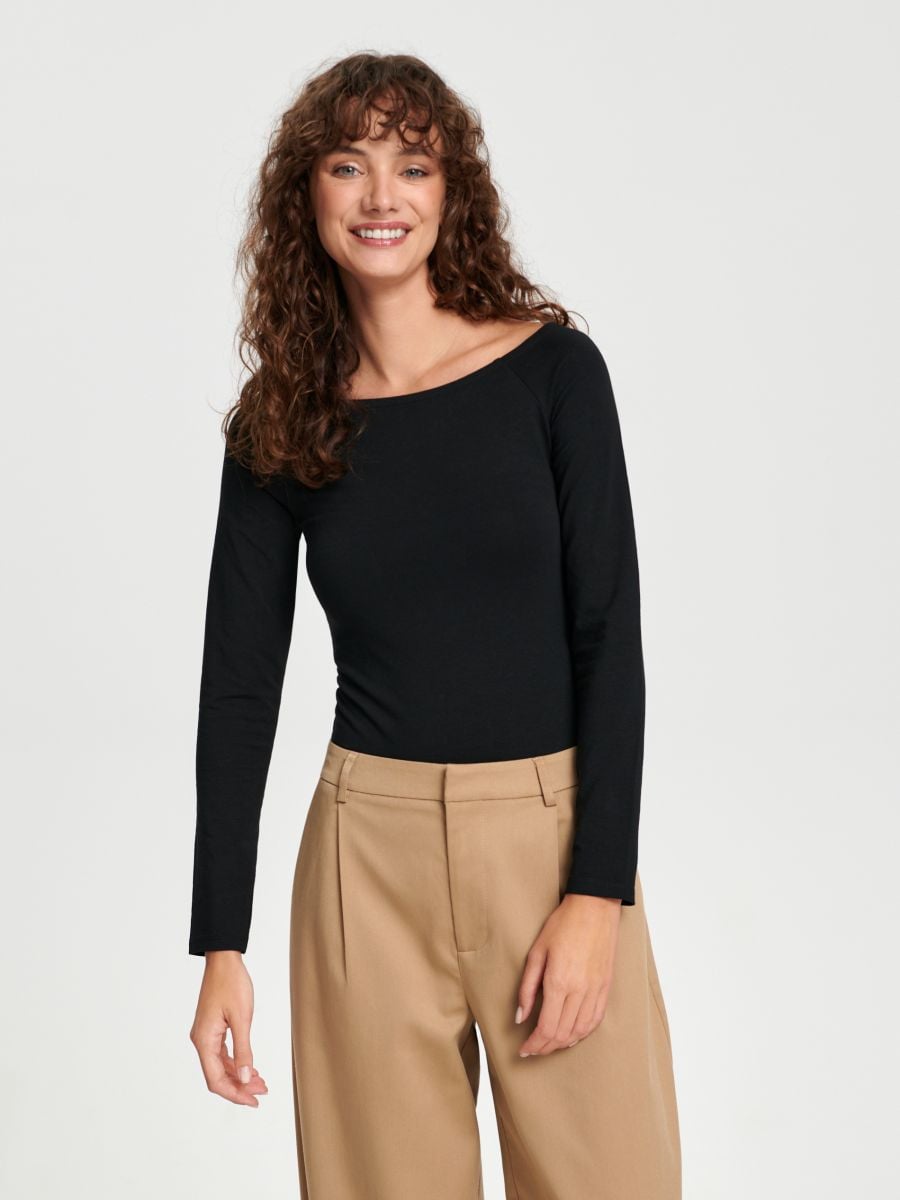 Body z długim rękawem Kolor czarny  6653X-99X
