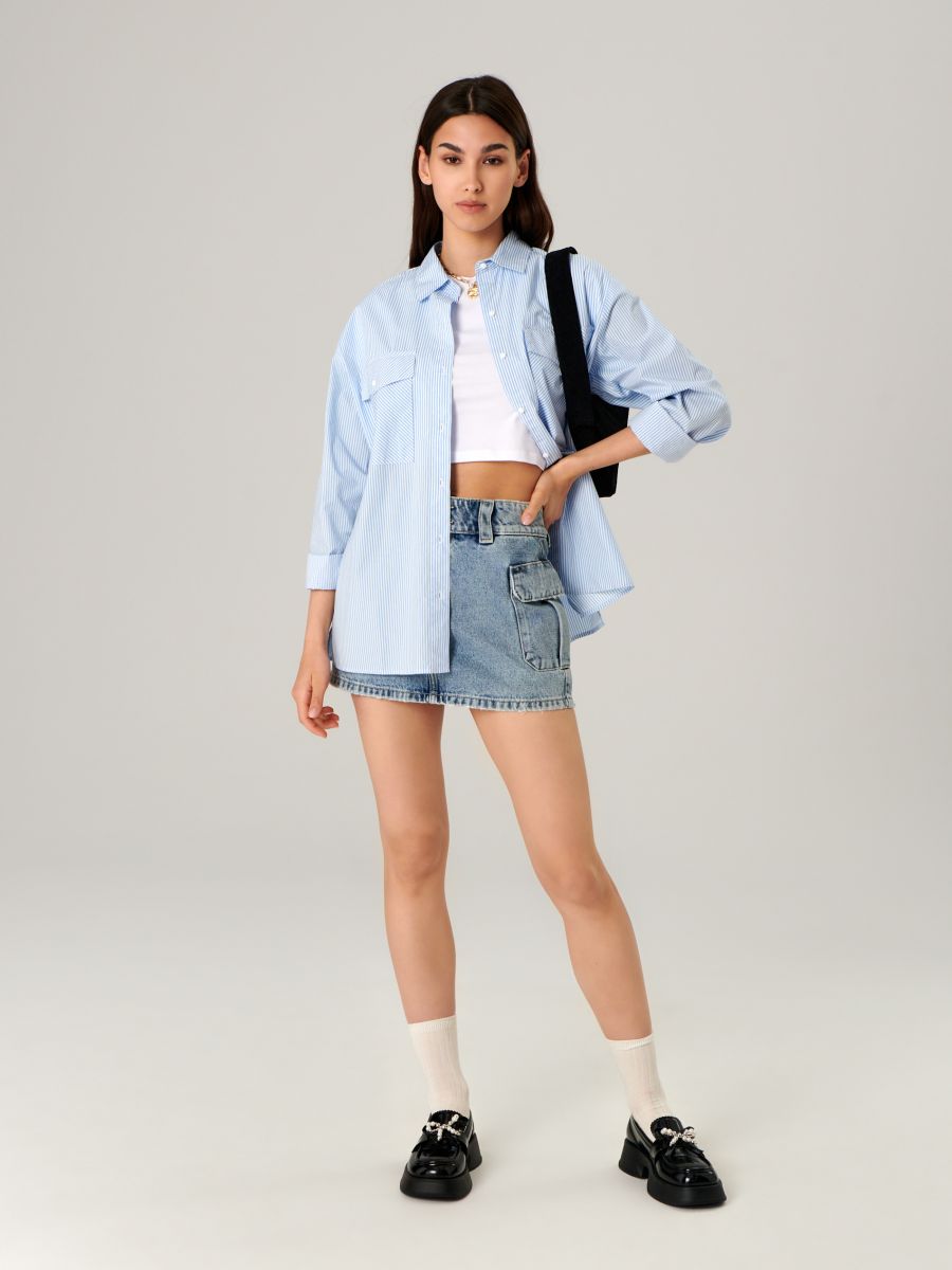 Spódnica mini jeansowa Kolor niebieski  6066J-50J