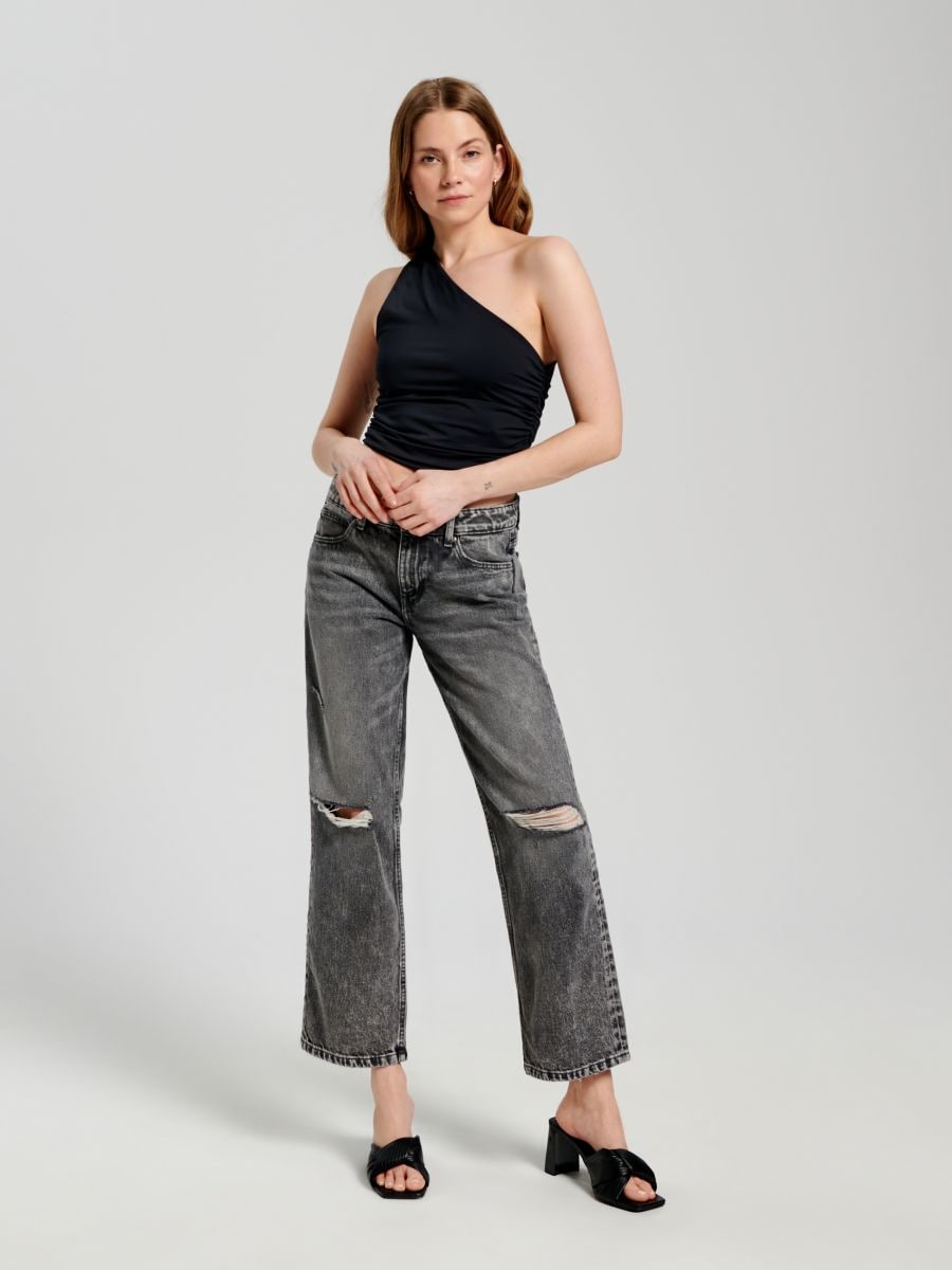 Jeansy straight low waist Kolor szary  2088F-90J