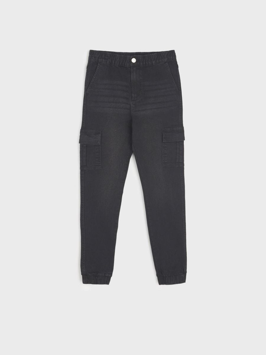 Jeansy cargo Kolor czarny  4105R-99J