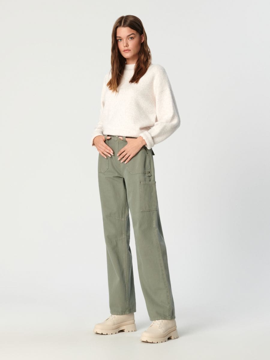 Jeansy wide leg high waist Kolor zielony  7771A-87J