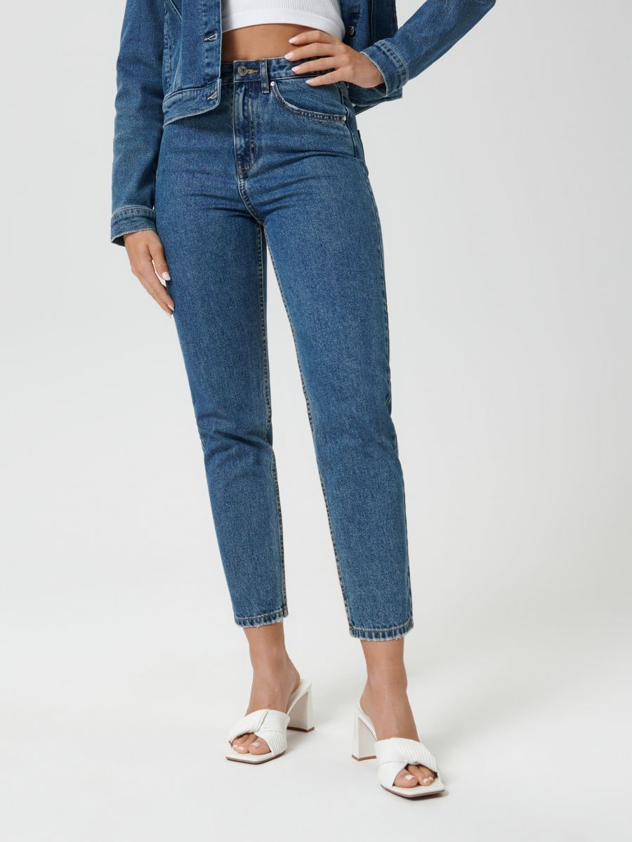 Jeansy mom high waist Kolor granatowy  2958B-59J