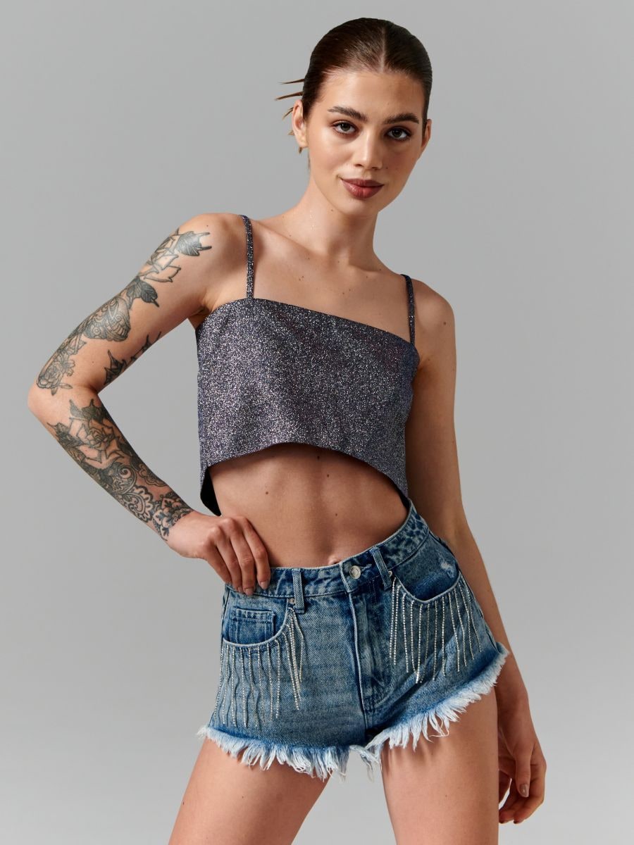 Crop top na ramiączkach Kolor wielobarwny  ZB953-MLC