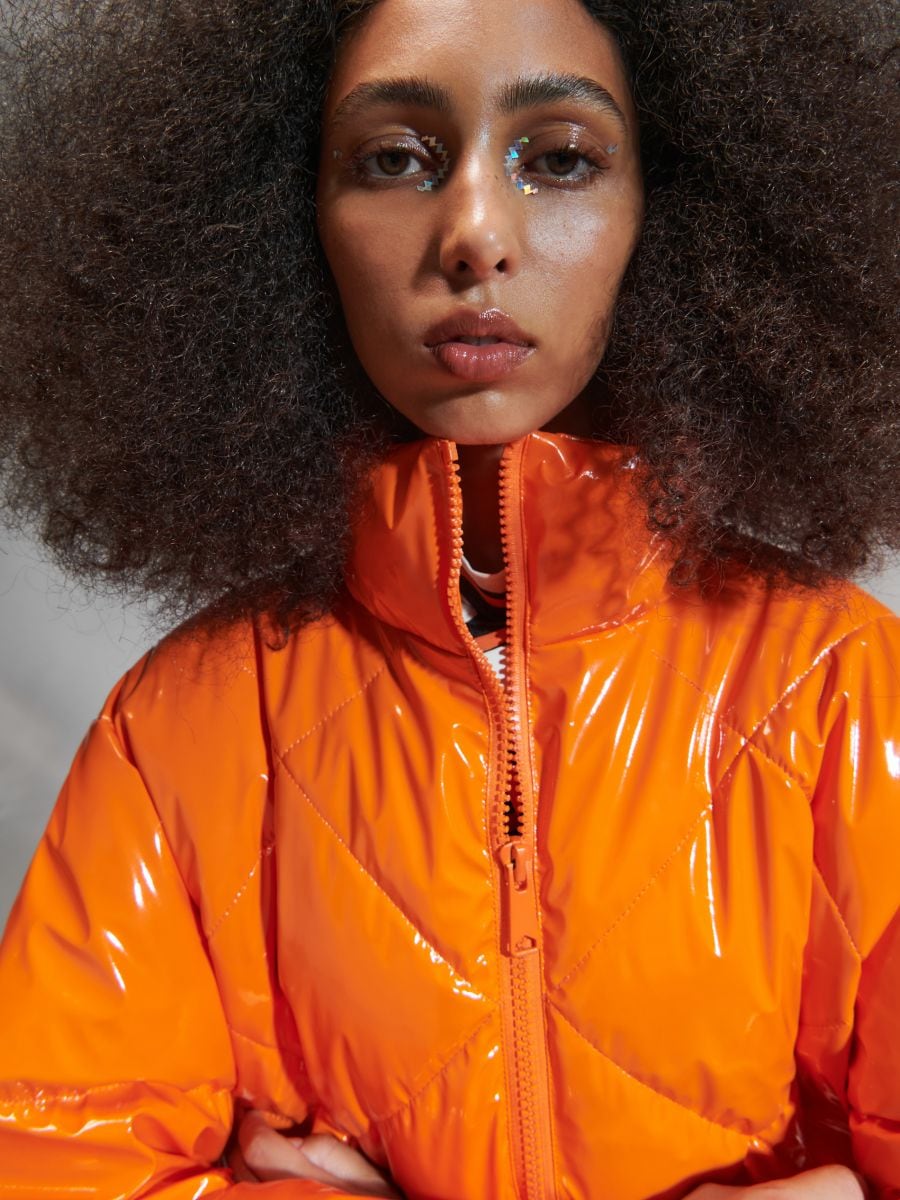 Kurtka puffer Kolor pomarańczowy  9842A-22X