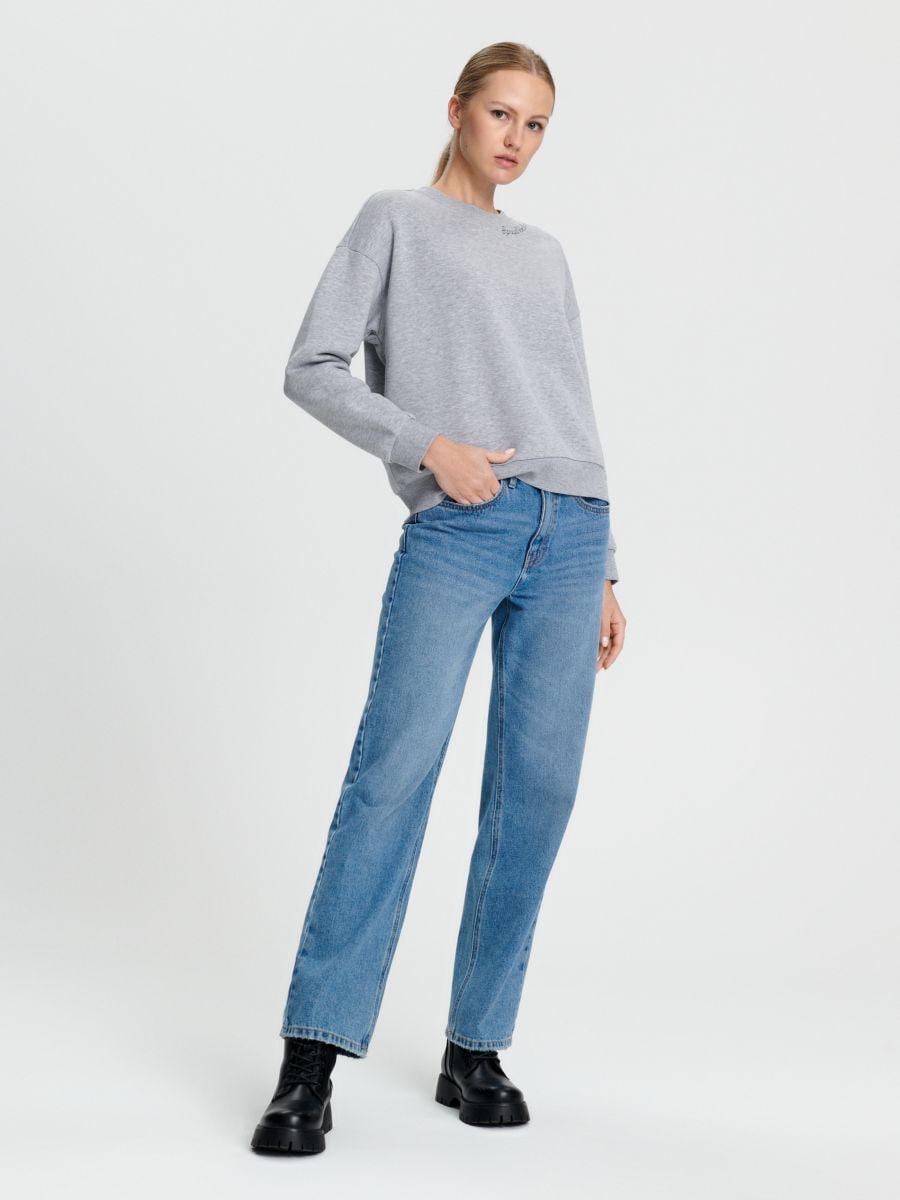 Bluza z haftem Kolor szary  6390J-09M