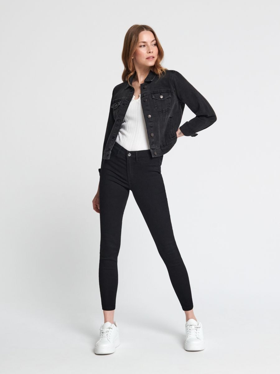 Jeansy skinny mid waist Kolor czarny  6100J-99J