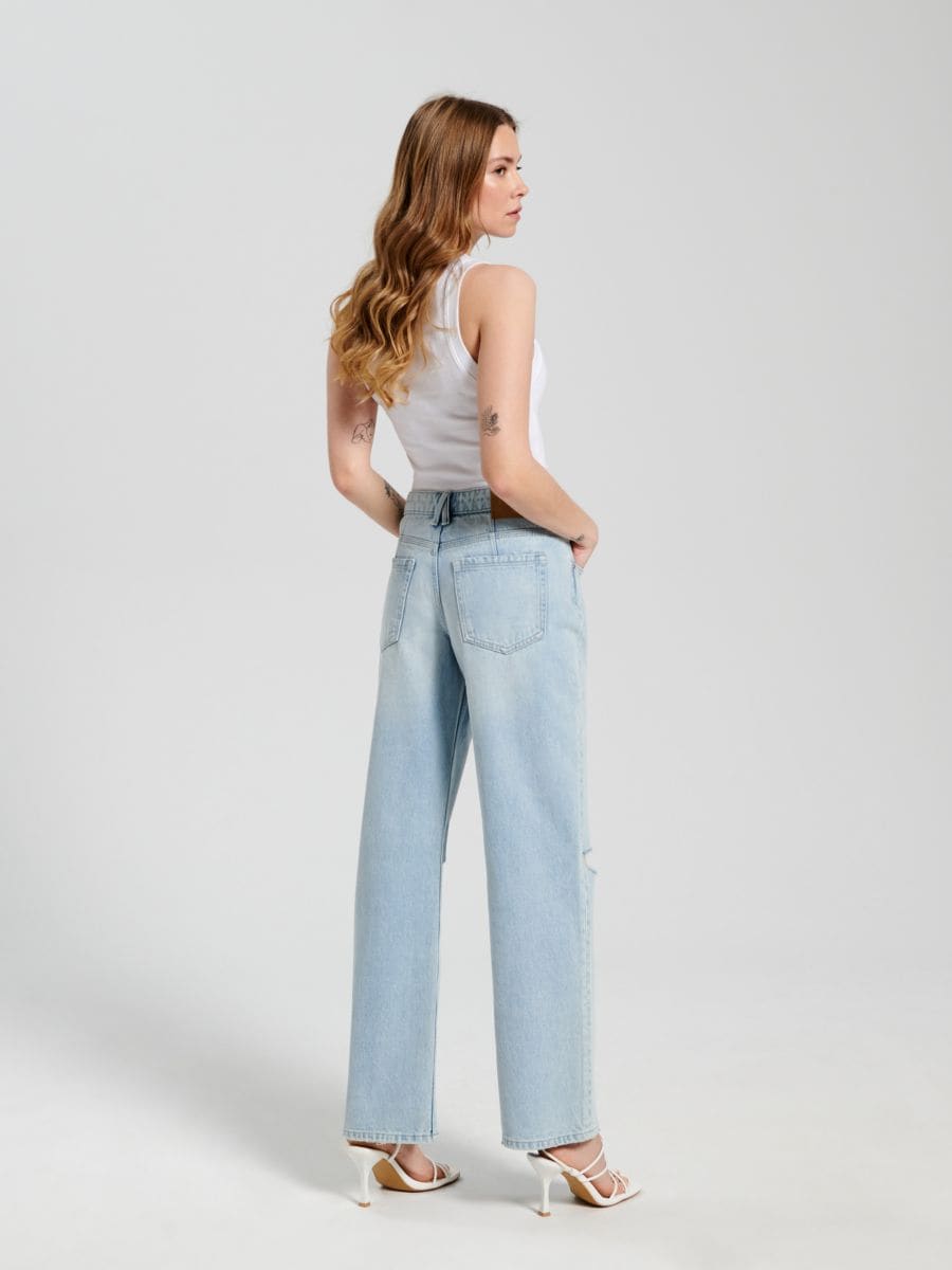 Jeansy straight mid waist Kolor niebieski  2083F-05J