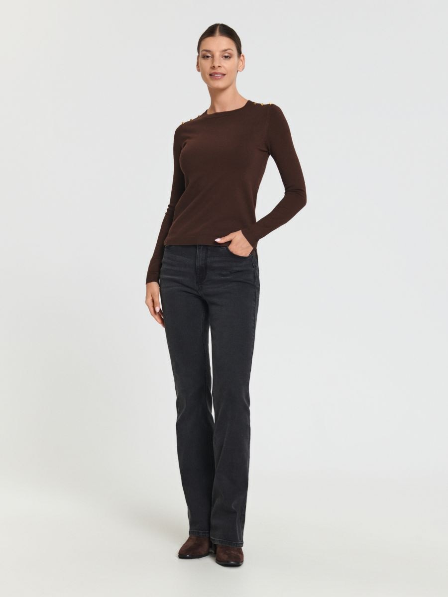 Sweter z ozdobnymi guzikami Kolor brązowy  7371J-88X