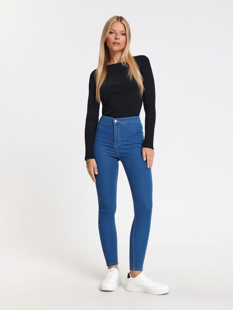 Jegginsy skinny high waist Kolor niebieski  3152B-55J