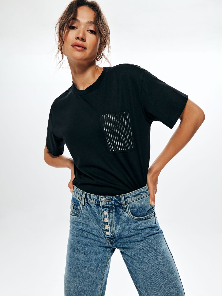 Jeansy wide leg mid waist Kolor niebieski  6147J-05J