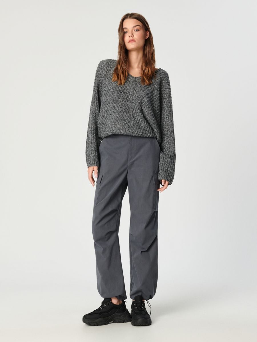 Sweter z melanżowej dzianiny Kolor szary  7398J-90M