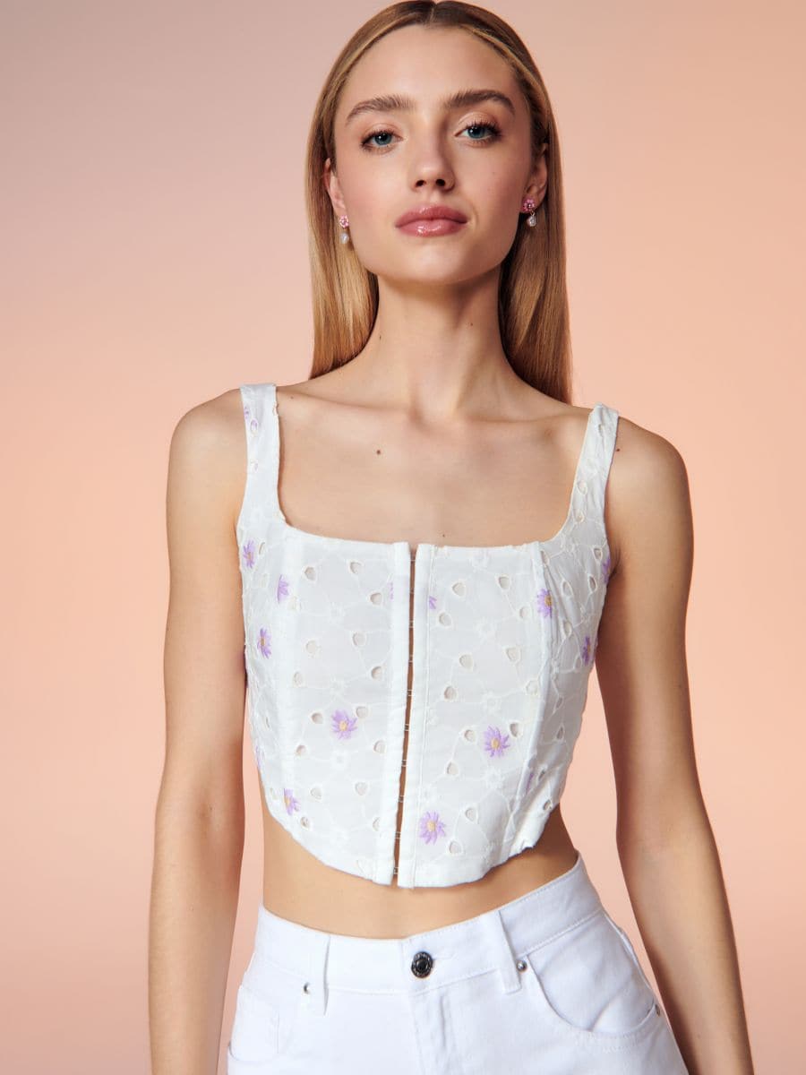 Crop top gorsetowy Kolor kremowy  4784F-01X