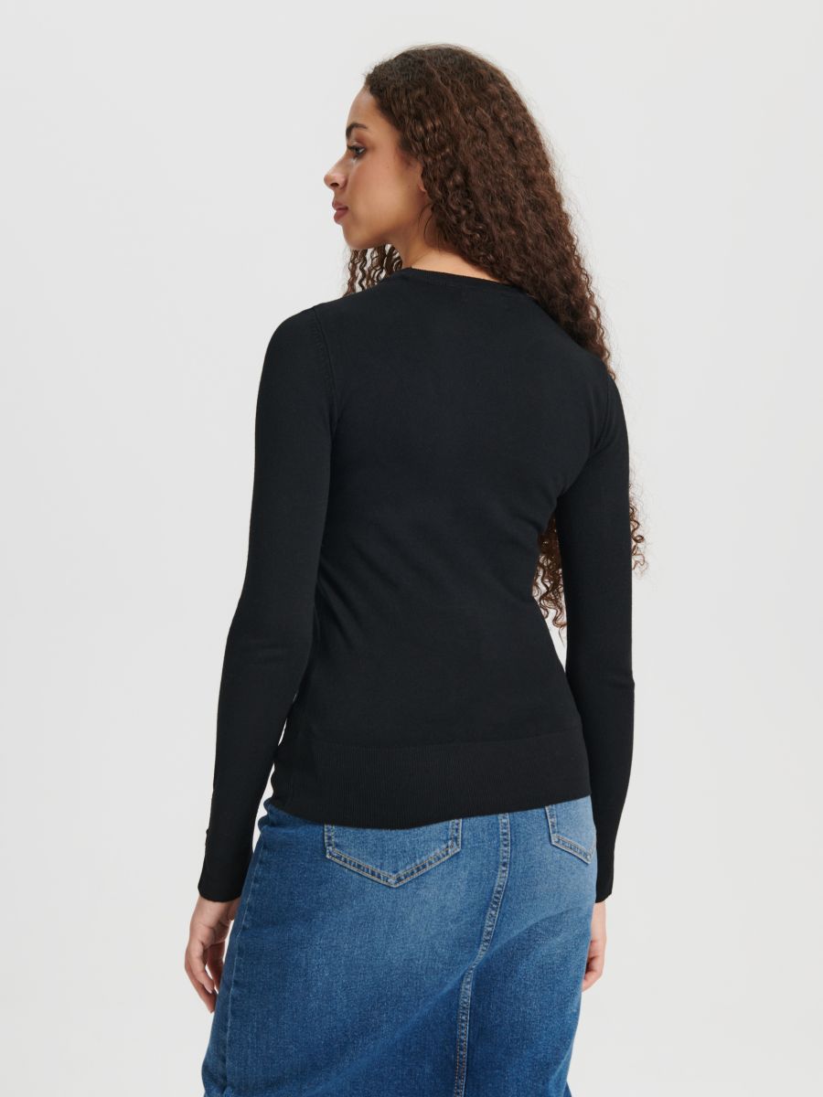 Sweter z ozdobnymi guzikami Kolor czarny  3811F-99X