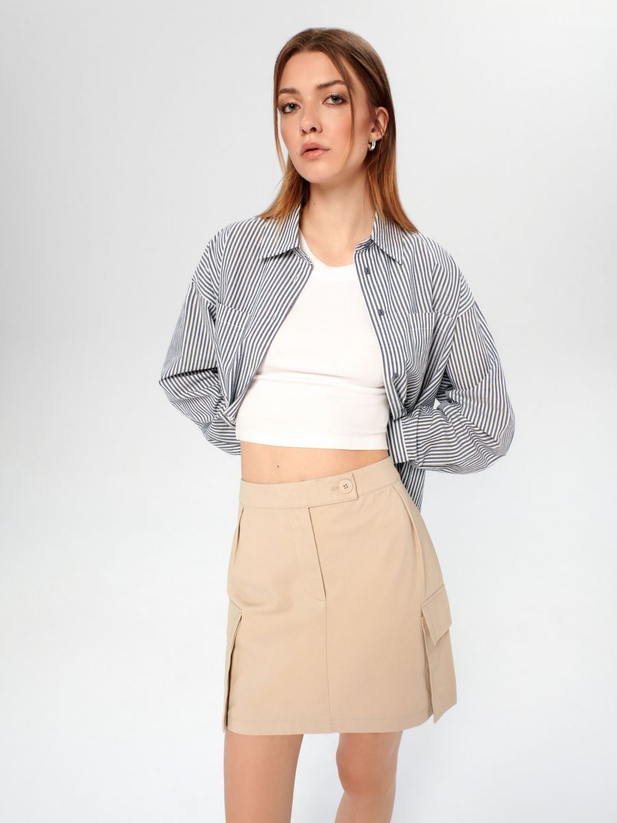 Spódnica mini cargo Kolor beżowy  3453X-08X