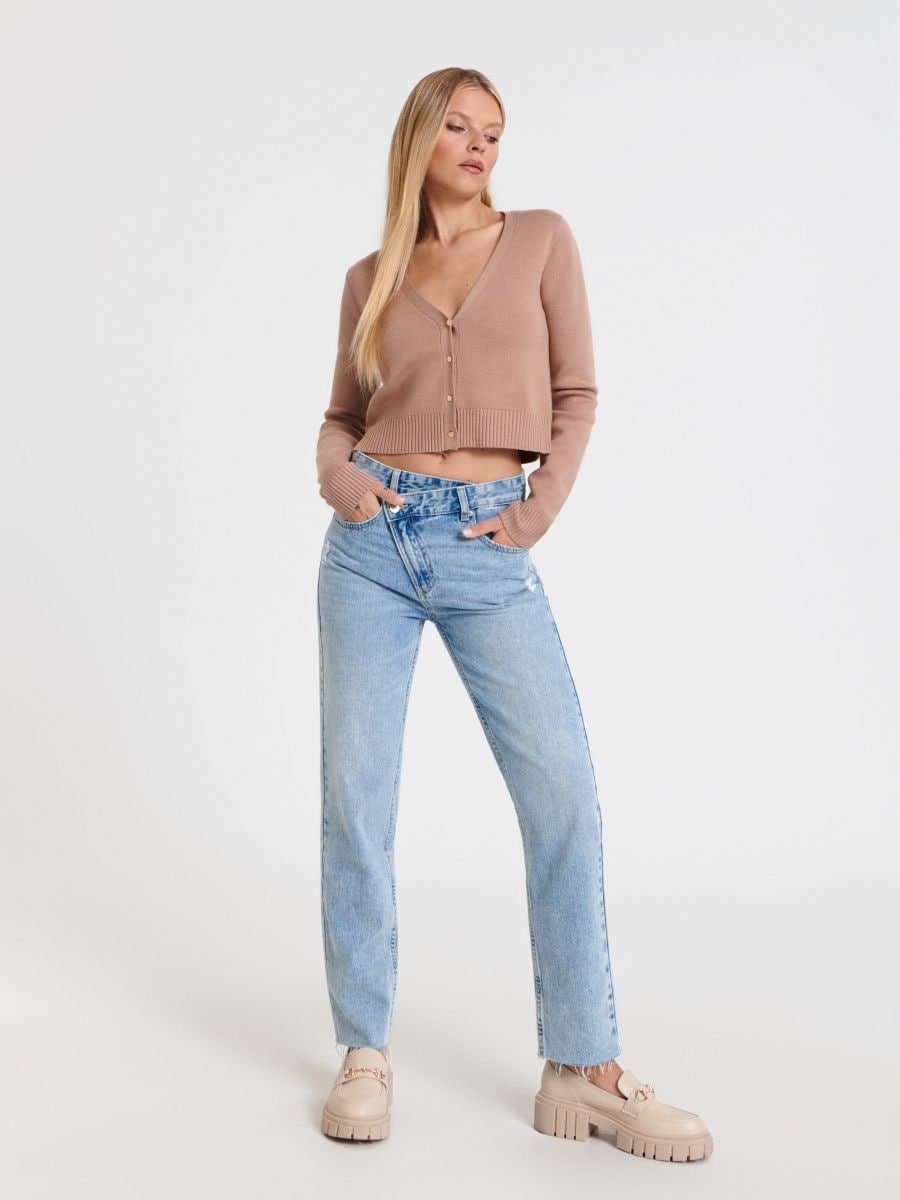Jeansy straight high waist Kolor niebieski  6191J-05J