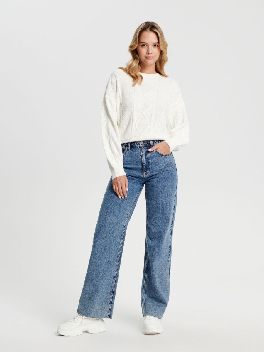 Jeansy wide leg high waist Kolor niebieski  QE152-55J