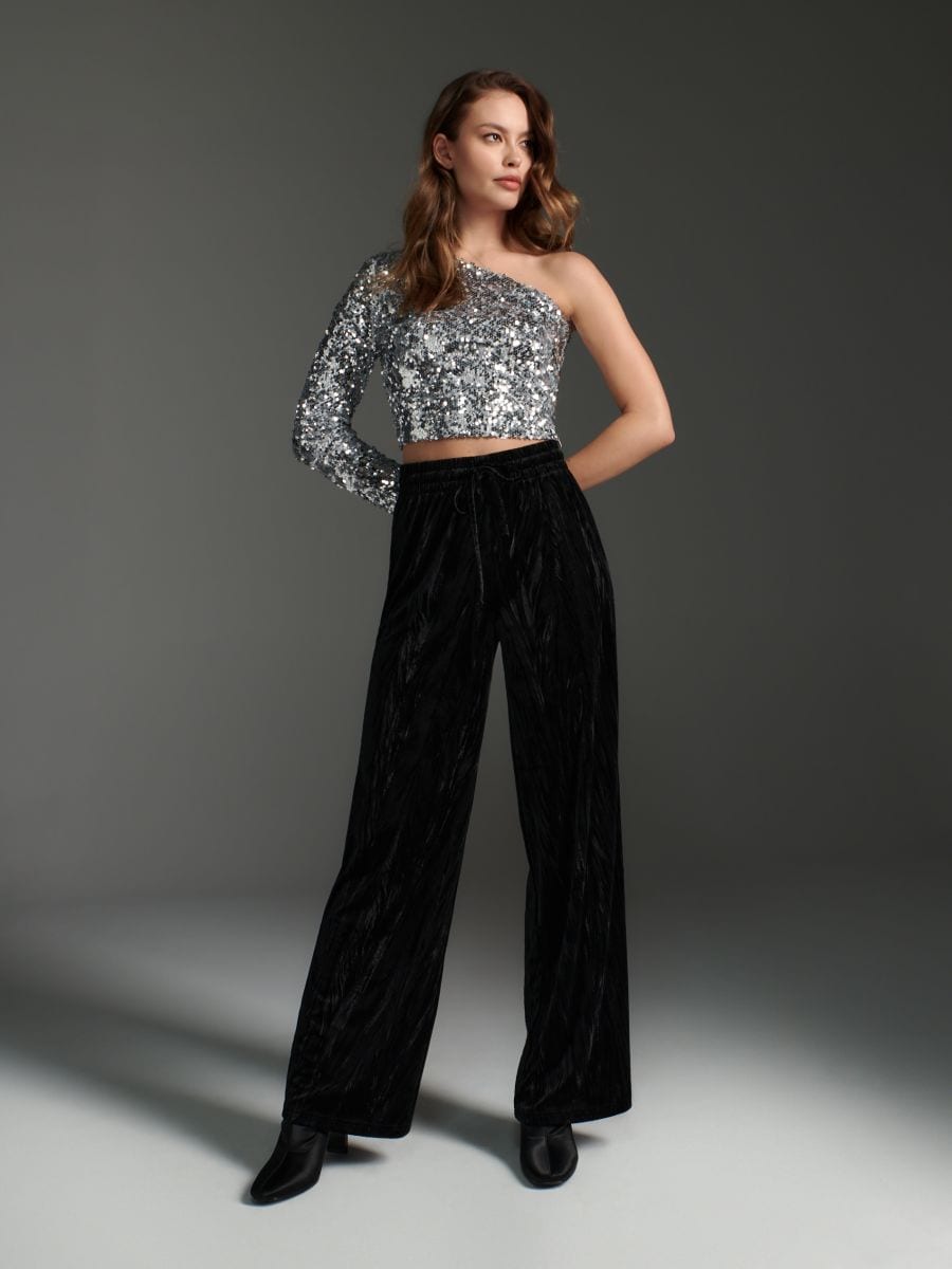 Spodnie materiałowe high waist Kolor czarny  9637Z-99X
