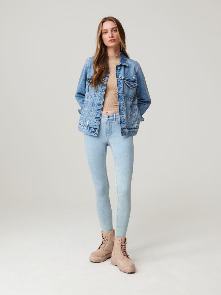 Jeansy skinny mid waist Kolor niebieski  6100J-05J