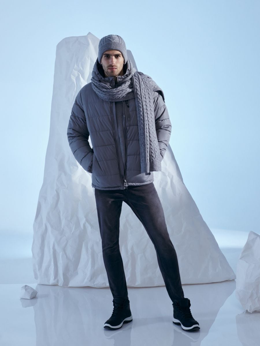 Kurtka puffer z kapturem Kolor szary  1810O-09X
