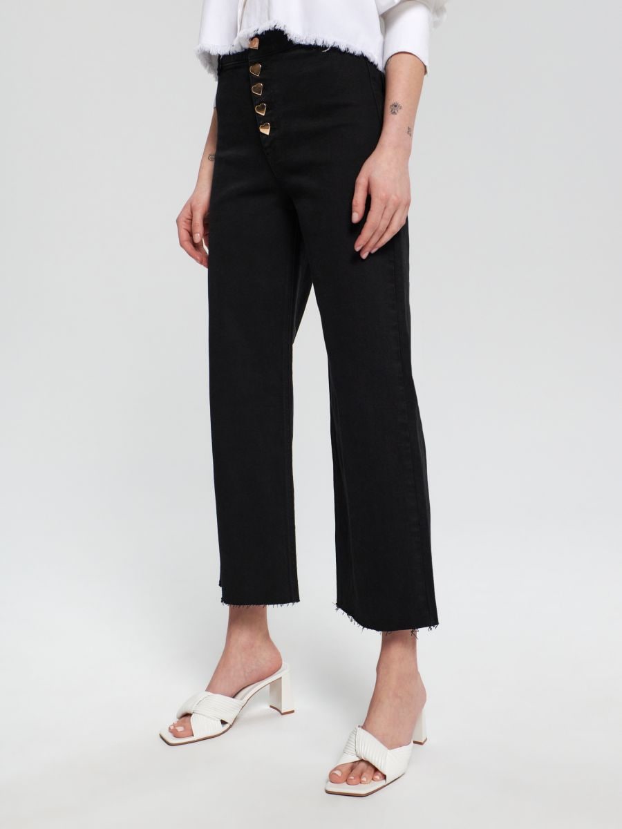 Jeansy cropped high waist Kolor czarny  2085F-99J