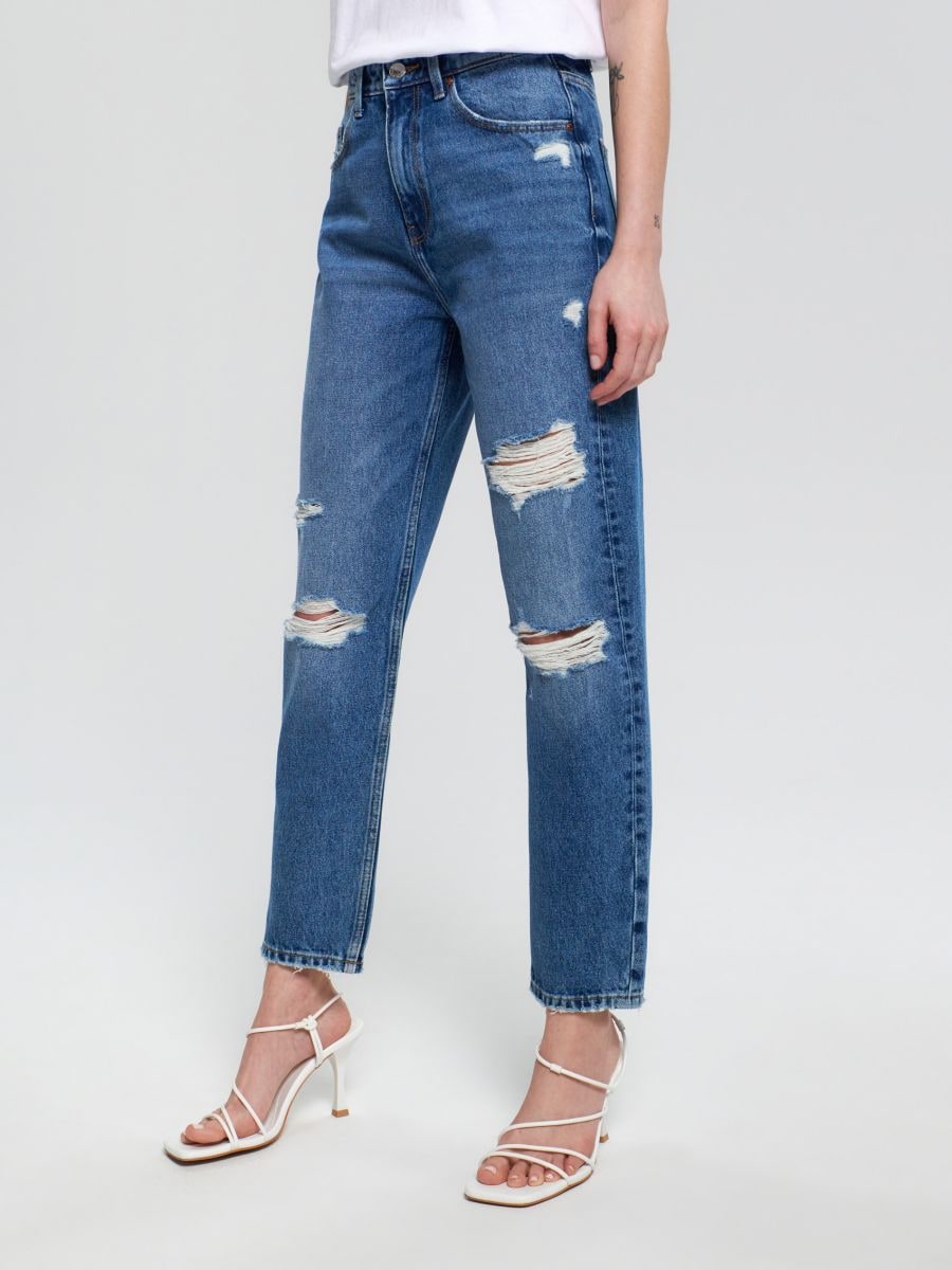 Jeansy mom high waist Kolor granatowy  3822E-59J