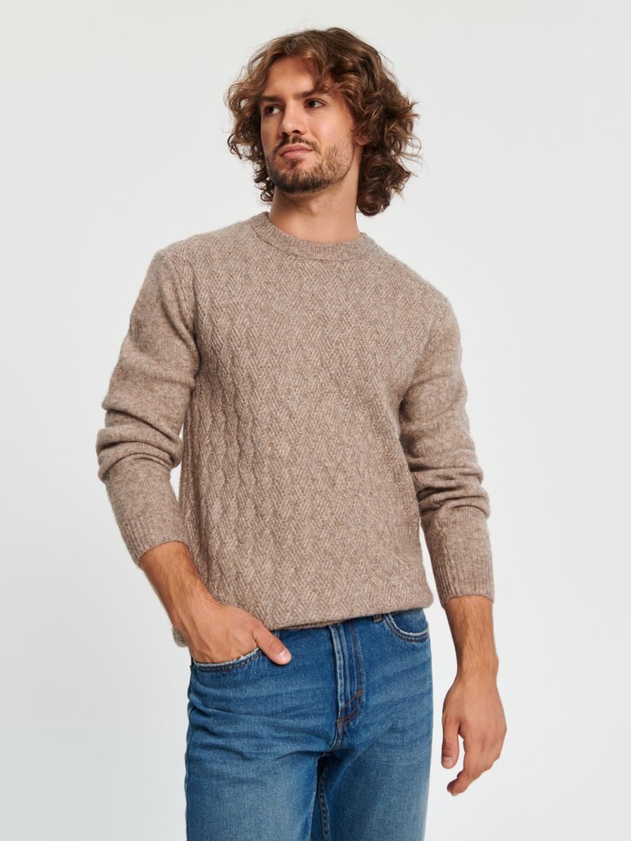 Sweter z ozdobnym splotem Kolor beżowy  0477A-08X