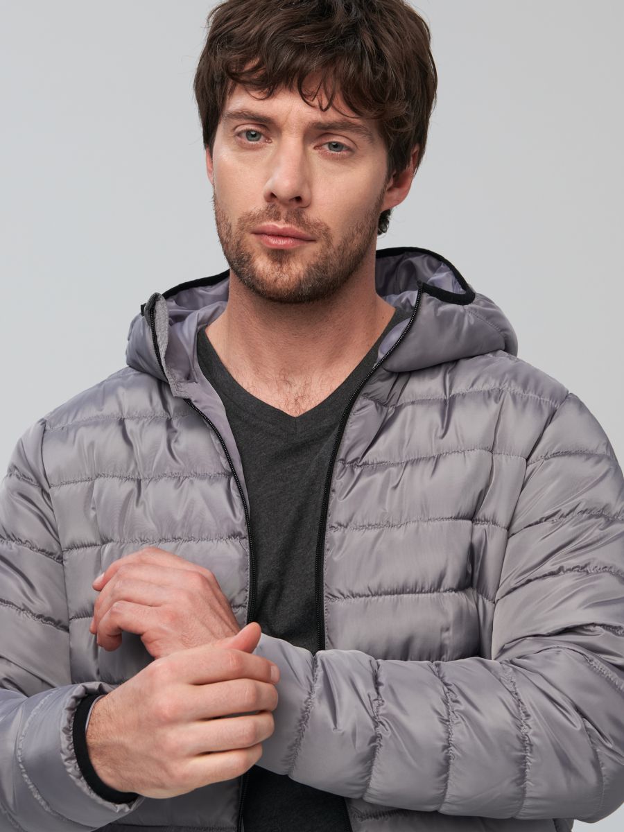 Kurtka puffer z kapturem Kolor szary  1798O-09X