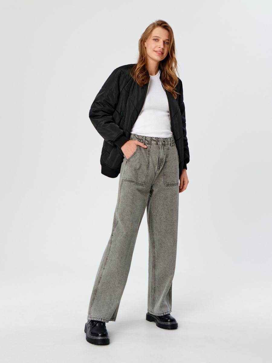 Jeansy wide leg high waist Kolor szary  6194J-09J