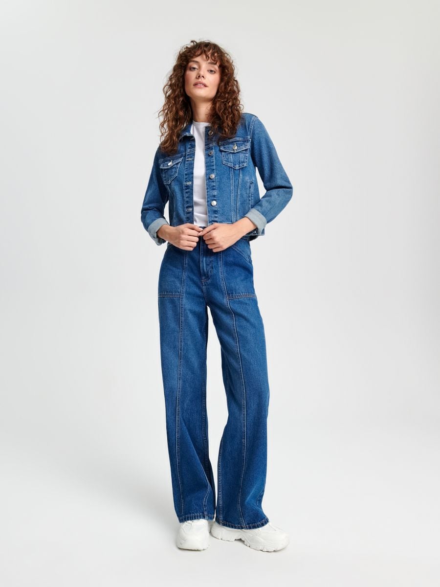 Jeansy straight high waist Kolor niebieski  WX044-55J