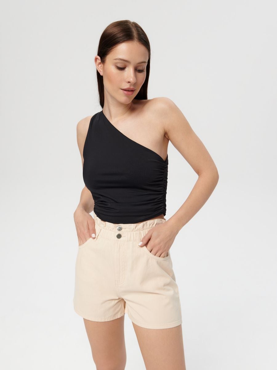 Szorty paperbag high waist Kolor kremowy  0393U-02J