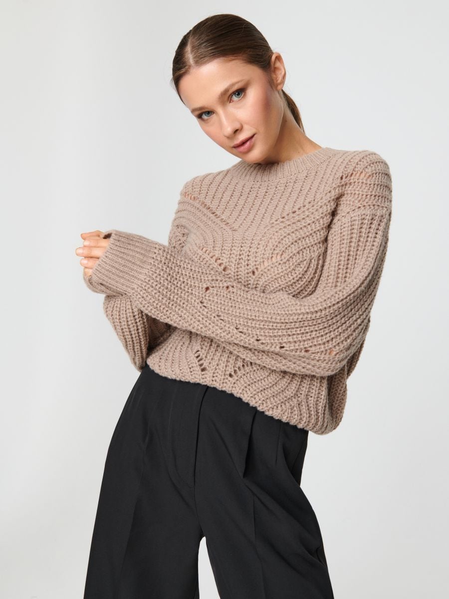 Sweter o grubym splocie Kolor beżowy  3378X-08X
