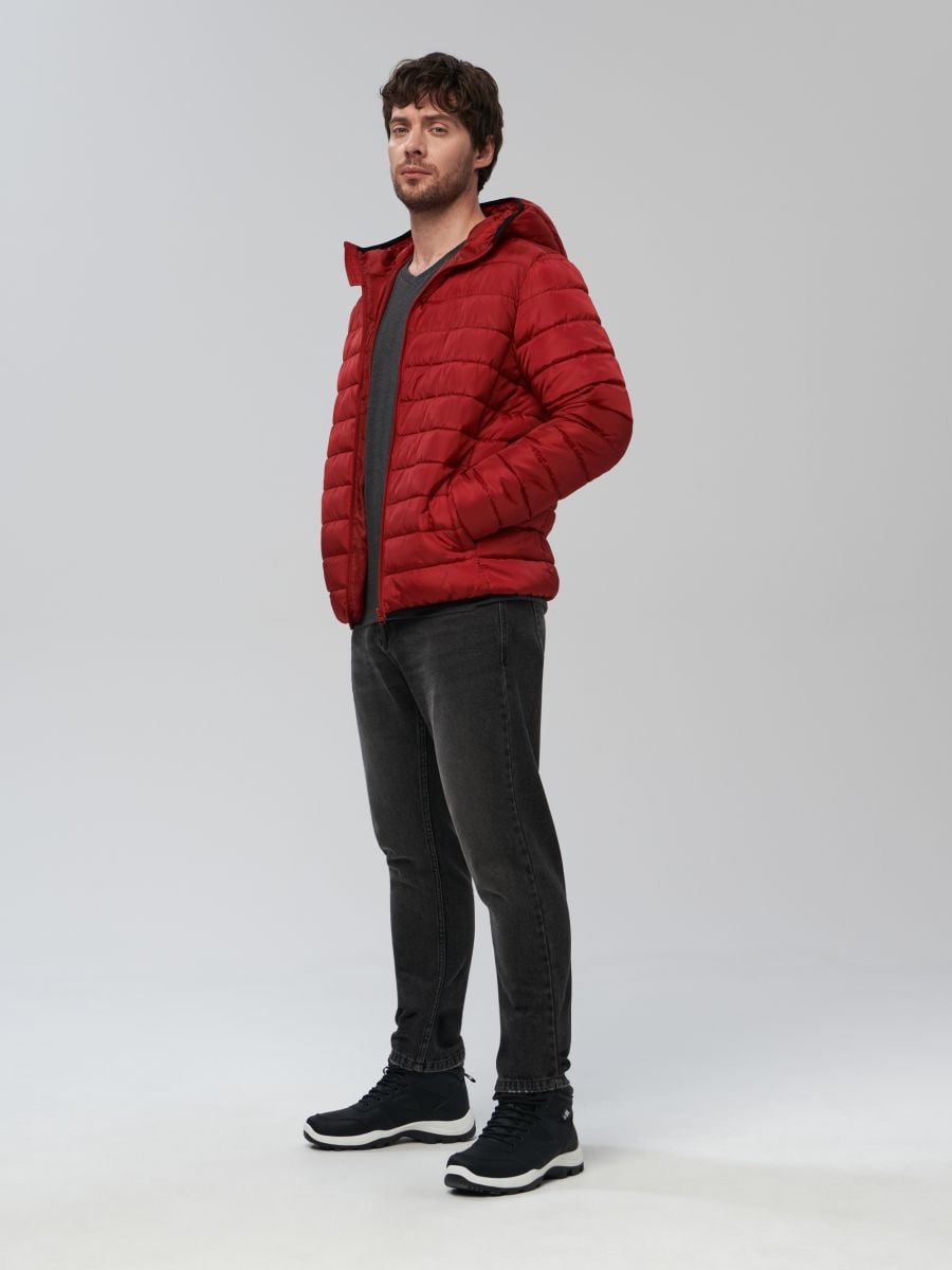 Kurtka puffer z kapturem Kolor czerwony  1798O-33X