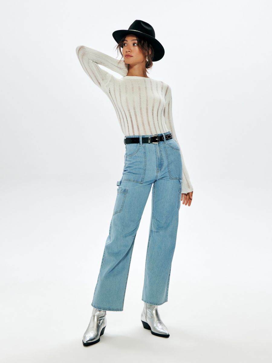 Jeansy wide leg high waist Kolor niebieski  6099J-05J