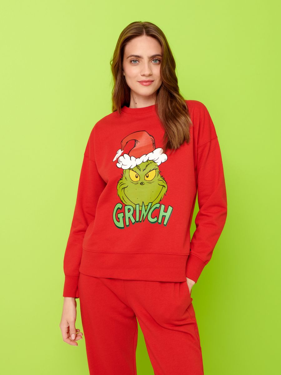 Bluza z nadrukiem Grinch Kolor czerwony  6358J-33X