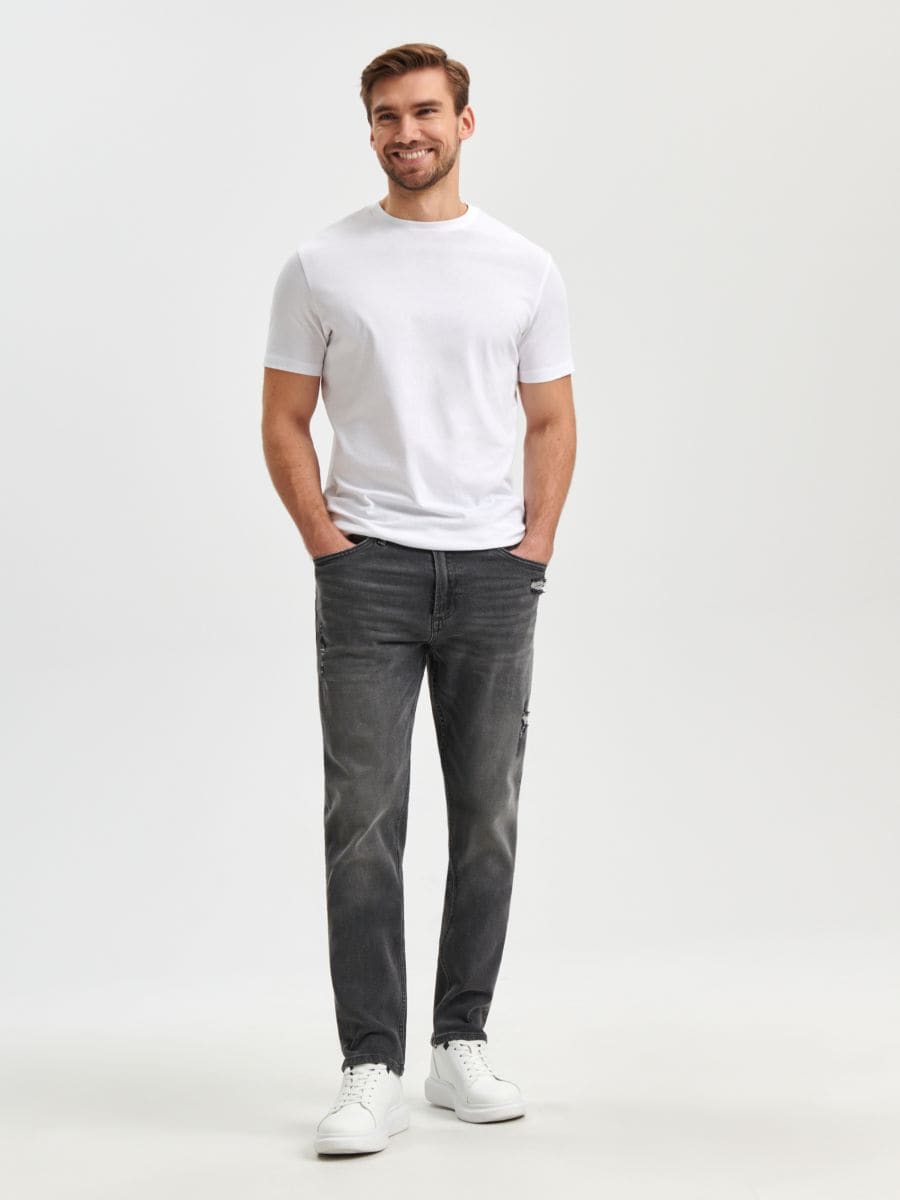 Jeansy slim Kolor szary  1596O-90J