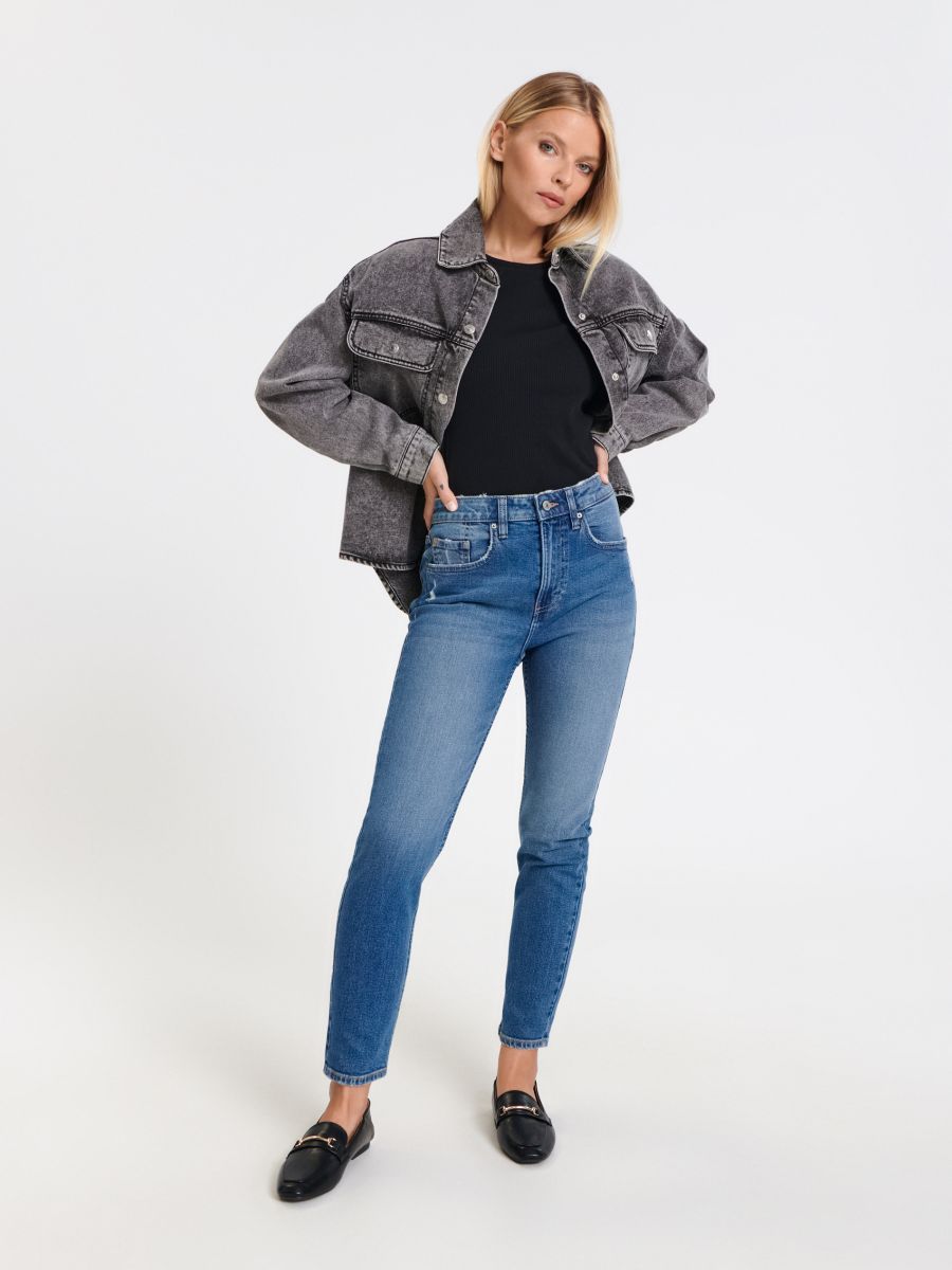 Jeansy straight mid waist Kolor niebieski  5083X-55J
