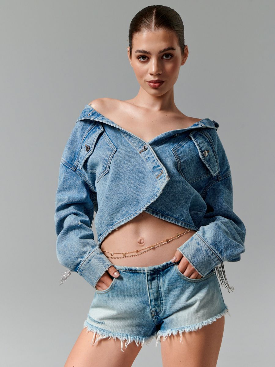 Szorty jeansowe low waist Kolor niebieski  4648U-50J