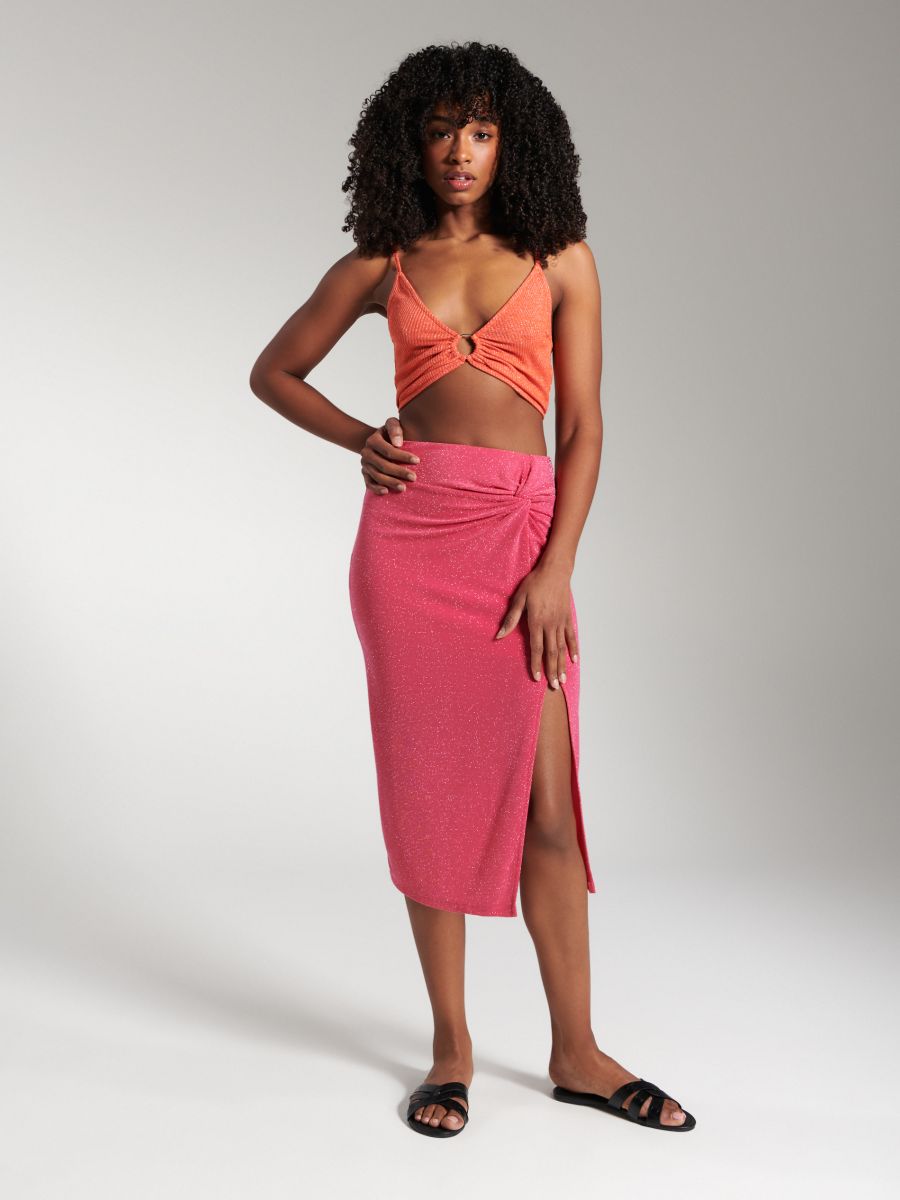 Crop top na ramiączkach Kolor pomarańczowy  8979J-22X