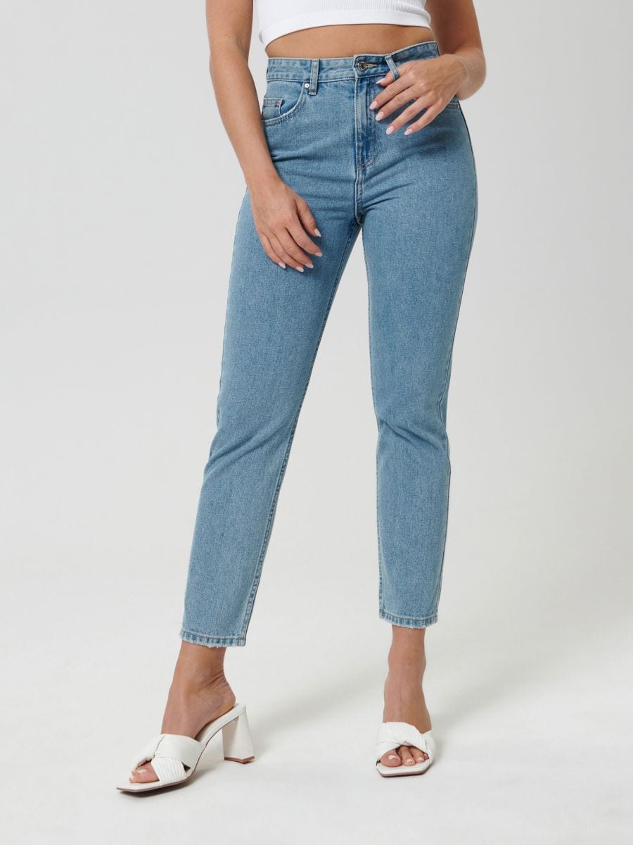 Jeansy mom high waist Kolor niebieski  2958B-55J