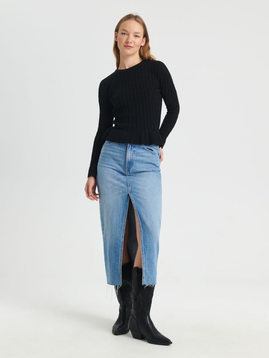 Sweter w prążki Kolor czarny  7458J-99X