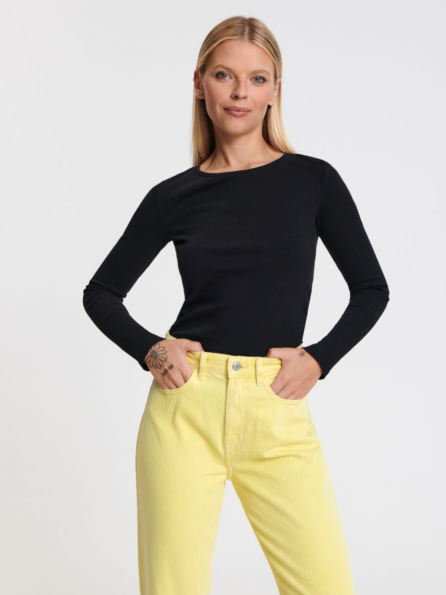 Jeansy mom high waist Kolor żółty  1144F-10J